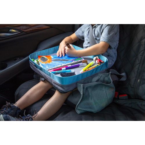  [아마존핫딜][아마존 핫딜] MODFAMILY PRODUCTS THAT SIMPLIFY LIFE Modfamily Kids E-Z Travel Tray for Kids - Works with Any Car Seat and Wraps Around Childs Waist- Creates an Organized Place to Play and Eat (Blue/Gray)