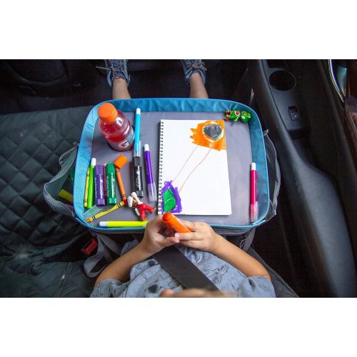  [아마존핫딜][아마존 핫딜] MODFAMILY PRODUCTS THAT SIMPLIFY LIFE Modfamily Kids E-Z Travel Tray for Kids - Works with Any Car Seat and Wraps Around Childs Waist- Creates an Organized Place to Play and Eat (Blue/Gray)