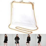 MOETYANG Womens Transparent Clutch Clear Purse Crossbody Shoulder Bags with Removable Golden Chain Strap NFL&PGA Stadium Approved Bags