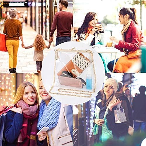  MOETYANG Womens Transparent Clutch Clear Purse Crossbody Shoulder Bags with Removable Golden Chain Strap NFL&PGA Stadium Approved Bags