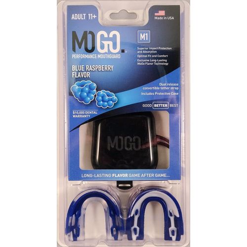  MOGO. Flavored 2 Pack Mouth Guards - Adult Sports Mouthguard for Ages 11 and Up - Mouthpiece for MMA, Football and Lacrosse - Tether Strap, Fitting Instructions and Carry Case