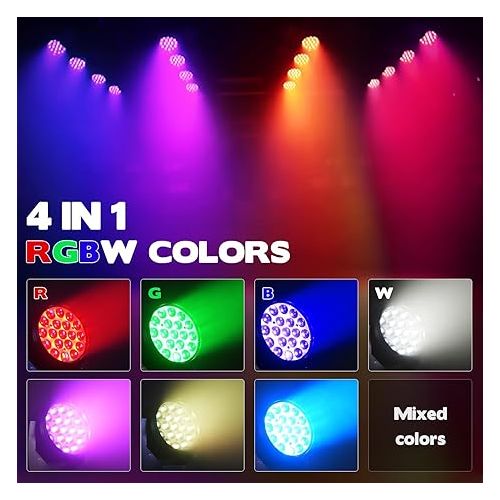  Moving Head Light 19x15W Beam Wash Zoom Stage Lights RGBW 4 in1 LED DJ Lights DMX Control for Stage Effect Dj Disco Nightclub and Party
