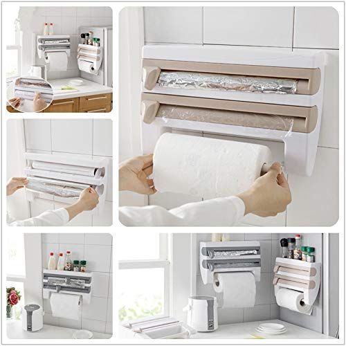  MOKACOCA Kitchen Cling Film Sauce Bottle Storage Rack Paper Towel Holder Kitchen Accessories