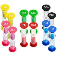 [아마존베스트]MOKIU Sand Timer for Brushing Teeth for Children  Set of 12 Colourful Hourglass Teaching Watches Different Times 30 Seconds Plus 1 - 2 - 3 - 5 - 10 Minutes