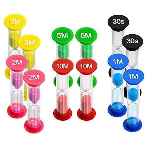  [아마존베스트]MOKIU Sand Timer for Brushing Teeth for Children  Set of 12 Colourful Hourglass Teaching Watches Different Times 30 Seconds Plus 1 - 2 - 3 - 5 - 10 Minutes