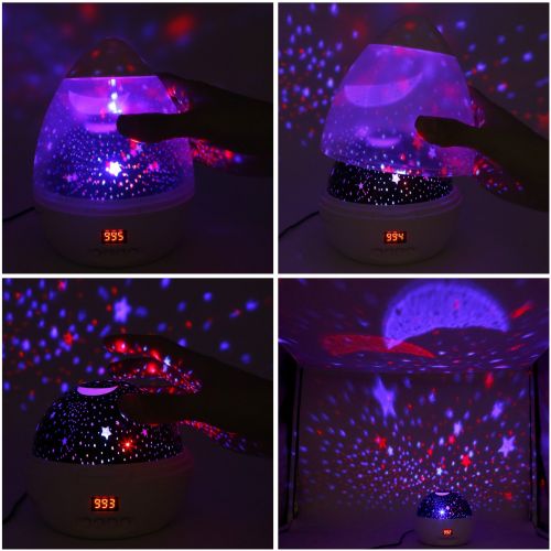  [ Newest Vision ] Star Light Rotating Projector, MOKOQI Night Lighting Star Moon Projection Lamp 4 LED Bulbs 4 Modes with Timer Auto Shut-Off & Hanging Strap for Kids Baby Bedroom