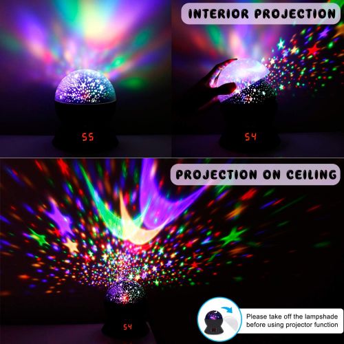  Star Projector Light, MOKOQI LED Kids Night Lights for Bedroom 360 Degree Rotating Moon Star Sky...