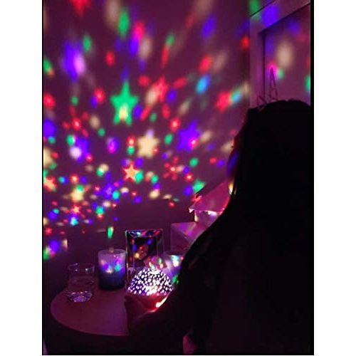  MOKOQI Night Lighting Lamp [ 4 LED Beads, 3 Model Light, 4.9 FT (1.5 M) USB Cord ] Romantic Rotating Cosmos...