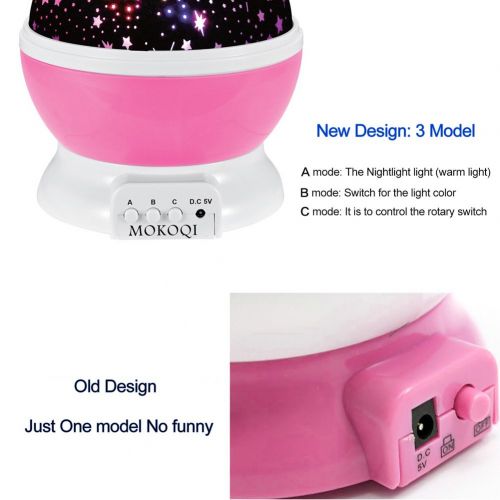  MOKOQI Night Lighting Lamp [ 4 LED Beads, 3 Model Light, 4.9 FT (1.5 M) USB Cord ] Romantic Rotating Cosmos...