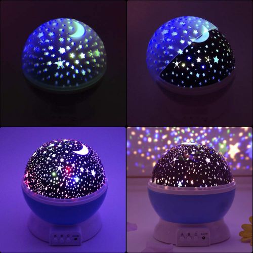  MOKOQI Night Lighting Lamp [ 4 LED Beads, 3 Model Light, 4.9 FT (1.5 M) USB Cord ] Romantic Rotating Cosmos...