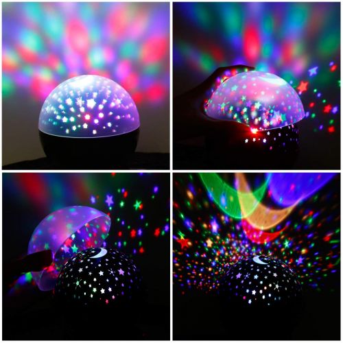  MOKOQI Night Lighting Lamp [ 4 LED Beads, 3 Model Light, 4.9 FT (1.5 M) USB Cord ] Romantic Rotating Cosmos...