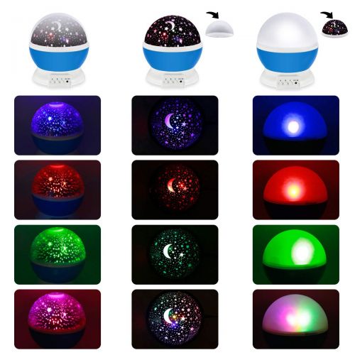  MOKOQI Night Lighting Lamp [ 4 LED Beads, 3 Model Light, 4.9 FT (1.5 M) USB Cord ] Romantic Rotating Cosmos...