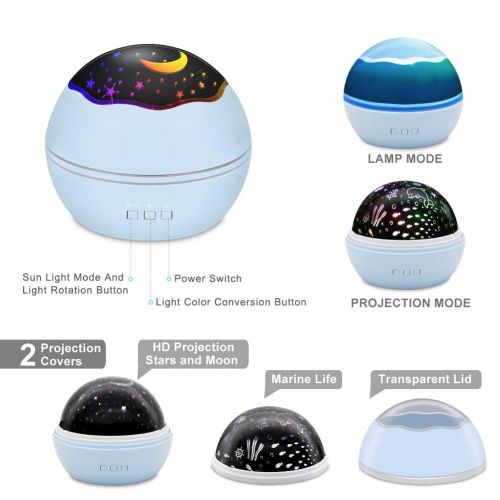  [아마존 핫딜]  [아마존핫딜]Star Projector Sky Night Lamp, MOKOQI Starry Sky/Ocean World 2-in-1 Lighting Night Lights, Rotating...