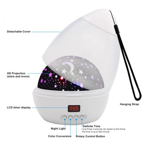  [아마존 핫딜]  [아마존핫딜][ Newest Vision ] Star Light Rotating Projector, MOKOQI Night Lighting Star Moon Projection Lamp 4 LED Bulbs 4 Modes with Timer Auto Shut-Off & Hanging Strap for Kids Baby Bedroom