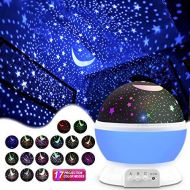 [아마존 핫딜] MOKOQI Night Lighting Lamp Kids Party Centerpieces [ 4.9 FT USB Cord ] Romantic Rotating Cosmos Star Sky Moon Projector, Rotation Night Projection for Children Kids Bedroom (Blue）