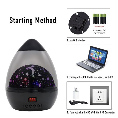  [ Newest Vision ] Star Light Rotating Projector, MOKOQI Night Lighting Star Moon Projection Lamp 4 LED Bulbs 4 Modes with Timer Auto Shut-Off & Hanging Strap for Kids Baby Bedroom