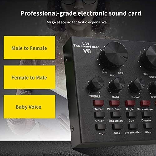  [아마존베스트]MOLI V8 Voice Changer Dual DSP Noise Reduction Chip Audio Mixer Multiple Funny Effects for Phone Computer Game Ipad Karaoke Streamer Recording (Black)