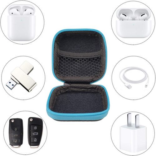  MOLOVA 5Pack Square Earbud Case Portable EVA Carrying Case Storage Bag Cell Phone Accessories Organizer with Carabiner for Earphone, Earbud, Earpieces, SD Memory Card, Camera Chips