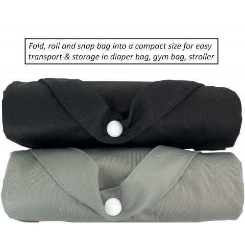  MOM & BAB Wet Bags-13Wide X 18High| Water-Resistant |Masks Odors| Washable & Reusable | for: Cloth Diapers, Daycare, Soiled Baby Items, Swimsuits, Gym, Yoga, Travel (Black/Gray)