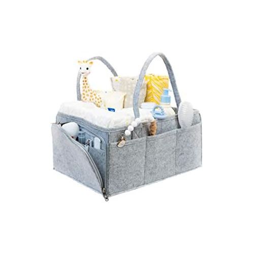  Baby Diaper Caddy Organizer - Parenting Made Easy - Large Portable Diaper Organizer to Store All Baby’s Nursery Essentials to Go - Baby Diaper Bag with Zipper Pocket by Abaund