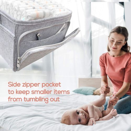  Baby Diaper Caddy Organizer - Parenting Made Easy - Large Portable Diaper Organizer to Store All Baby’s Nursery Essentials to Go - Baby Diaper Bag with Zipper Pocket by Abaund