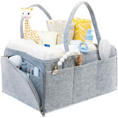  Baby Diaper Caddy Organizer - Parenting Made Easy - Large Portable Diaper Organizer to Store All Baby’s Nursery Essentials to Go - Baby Diaper Bag with Zipper Pocket by Abaund