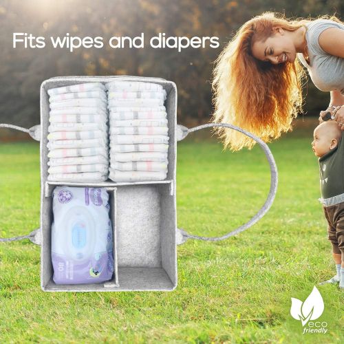  Baby Diaper Caddy Organizer - Parenting Made Easy - Large Portable Diaper Organizer to Store All Baby’s Nursery Essentials to Go - Baby Diaper Bag with Zipper Pocket by Abaund