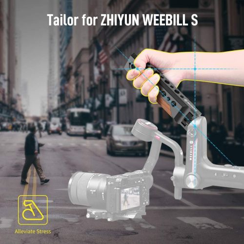  ZHIYUN WEEBILL S Gimbal Handle, Burmese Rosewood Grip with 1/4 3/8 ARRI Locating Holes and Cold Shoe for Mounting Moman MG6, Zhiyun-Weebill s-Gimbal-Handle-handgrip