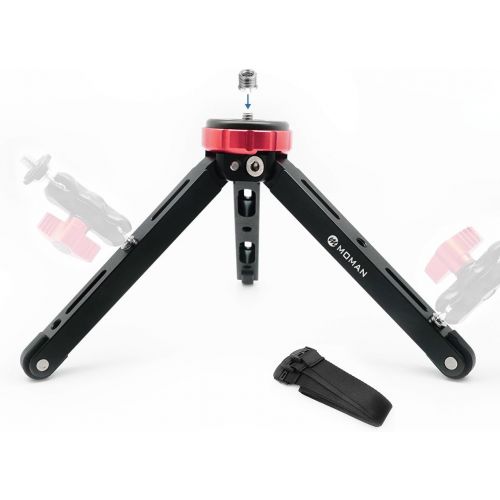  Tabletop Tripod for DSLR Camera, with 1/4 and 3/8 Screw Mount and Function Leg Design, Max Payload of 176 Lb CNC Aluminum, Moman Minipod for Zhiyun Smooth 4, DJI Osmo 2 Mobile