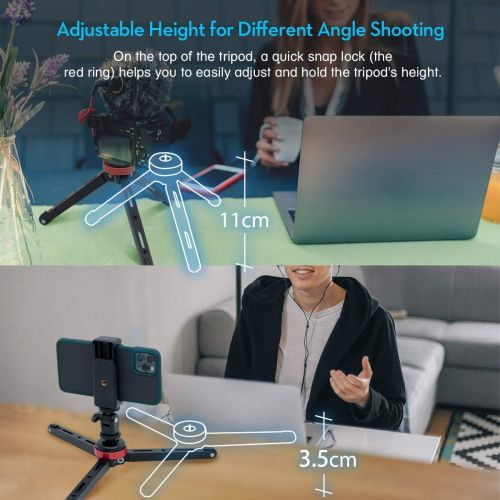  Tabletop Tripod for DSLR Camera, with 1/4 and 3/8 Screw Mount and Function Leg Design, Max Payload of 176 Lb CNC Aluminum, Moman Minipod for Zhiyun Smooth 4, DJI Osmo 2 Mobile