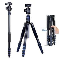 Moman Travel Camera Tripod with 360° Panorama Ball Head, 13.8-61.4 Inches Foldable Height,33.7 lbs Max Payload, Aluminum Alloy Tube for All DSLR & SLR Camera Camcorder