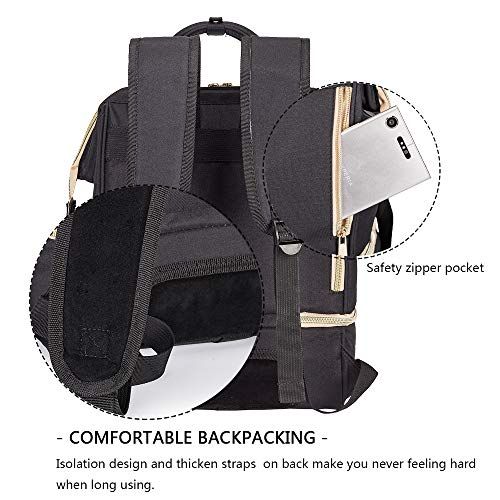  MOMIGO Breast Pump Backpack - Cooler and Moistureproof Bag Double Layer for Mother Outdoor Working Backpack with USB Charging Port, Large (Black)