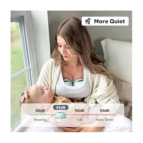  MomMed S21 Wearable Breast Pump - Smart Display, Leak-Proof Design, Hands-Free Double Portable Electric Breast Pump with 3 Mode &12 Levels - 24mm Shield & 6 Pairs of Flange Inserts (17mm, 19mm, 21mm)