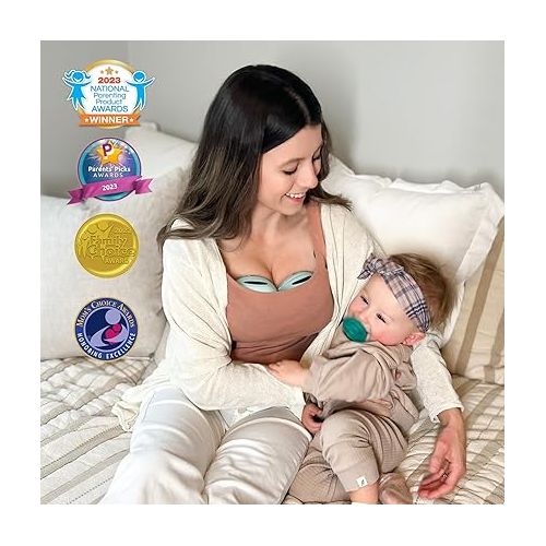  MomMed Wearable Breast Pump, S21 Portable Hands-Free Electric Breast Pump, Painless Breastfeeding Breast Pump Can Be Worn in-Bra, with 3 Mode & 12 Levels, Leak-Proof Design & Low Noise, 24mm Flange