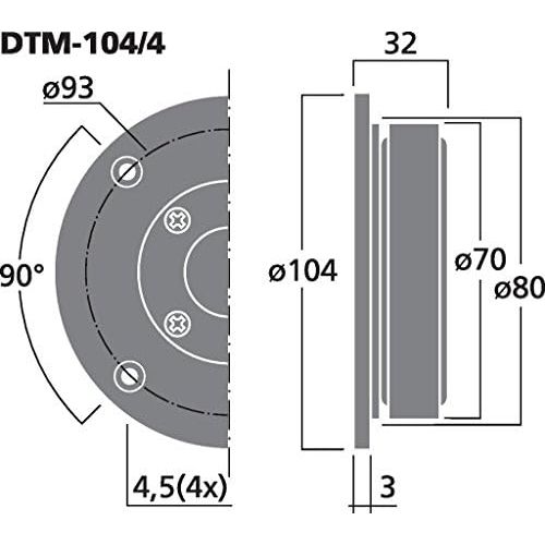  Monacor 4Ohm 100 WMAX 45 WRMS Hi Fi Dome Tweeter