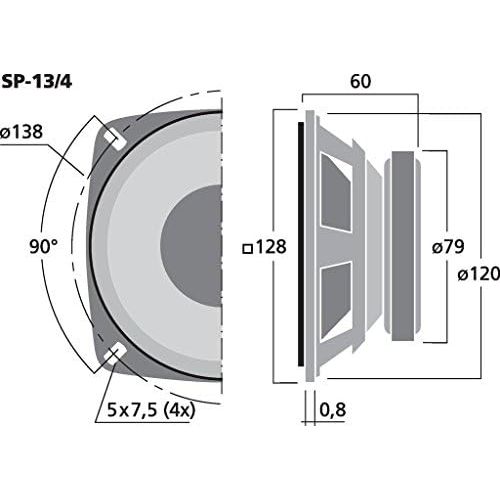  Monacor SP 13/4 5 inch 12.8 cm wide band 20 W 4Ω, 20 W