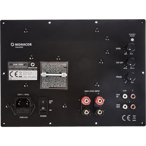  Monacor SAM 300D Class D Active Subwoofer Module for Digital Age, Built In Amplifier In Black with Speaker Protection