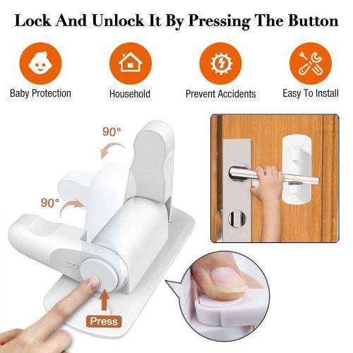  Door Lever Lock,MONBAR Child Proof Outsmart Door Handle Lock No Drill No Screw with 3M...