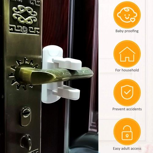  Door Lever Lock,MONBAR Child Proof Outsmart Door Handle Lock No Drill No Screw with 3M...