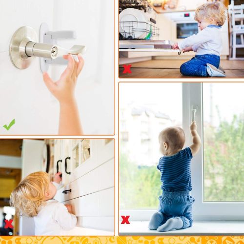  Door Lever Lock,MONBAR Child Proof Outsmart Door Handle Lock No Drill No Screw with 3M...