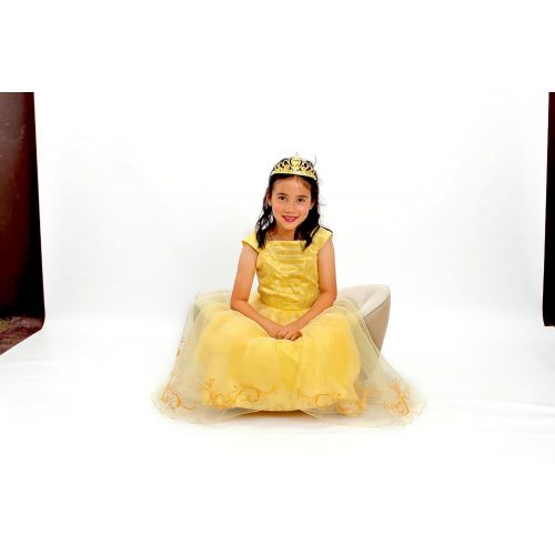  MONIKA FASHION WORLD Yellow Belle The Beauty Princess Costume Light up Gown Free Tiara T XS S M