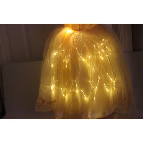  MONIKA FASHION WORLD Yellow Belle The Beauty Princess Costume Light up Gown Free Tiara T XS S M