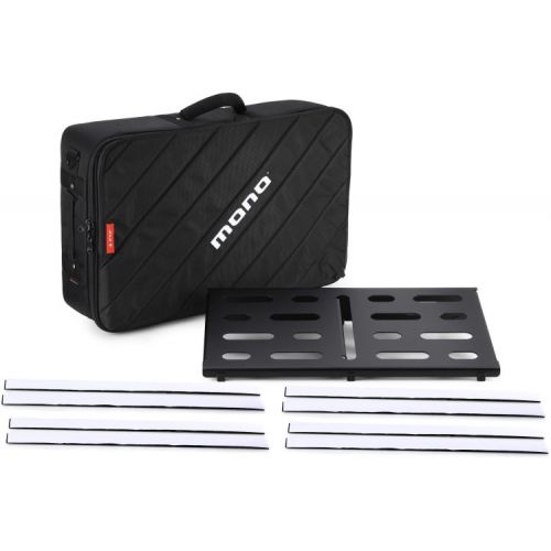  MONO Pedalboard Medium With Tour Accessory Case 2.0 and 7-outlet Isolated Power Supply - Black