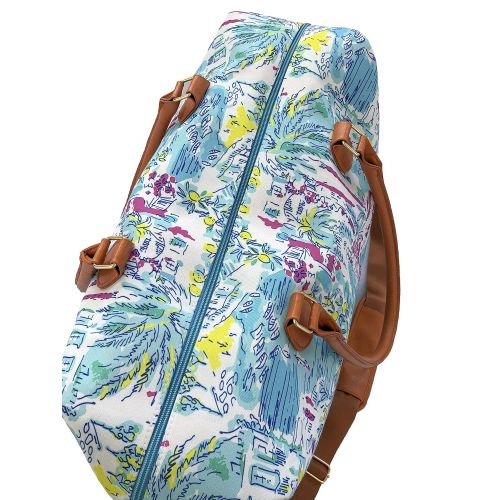  MONOBLANKS Lilly Inspired Print Weekender Bag,Canvas Leather Travel Totes Duffel Bag (Multi Catch The Wave)