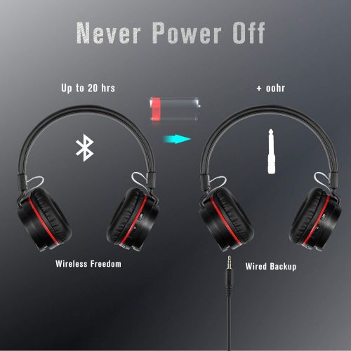  MONODEAL Active Noise Cancelling WiredWireless Bluetooth Headphones with Mic,Monodeal Foldable on the Ear Headset,Soft Memory-Protein Earmuffs,Hi-Fi Stereo Headset for PCCell PhonesTV