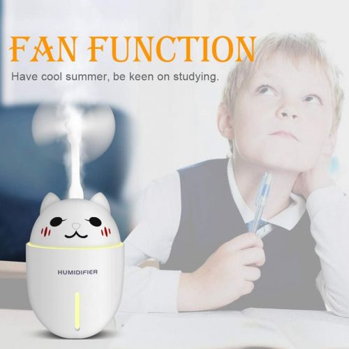  Mini USB Humidifier, Small Humidifier, Mist Humidifier, MONOLED Air Purifier Aroma Diffuser Air Freshener with Filter, Fan and Night Light Function Whisper Quiet Operation Automati