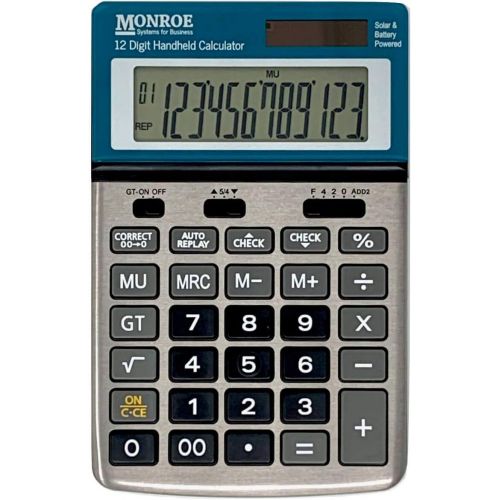  MONROE SYSTEMS FOR BUSINESS Monroe Handheld 12-Digit Paperless Calculator with Check and Correct Functionality