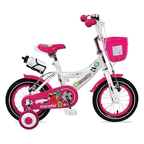  Moni Kinderfahrrad 12 Zoll 1281 rosa Madchen, Stuetzrader, Frontkorb, Getrankehalter