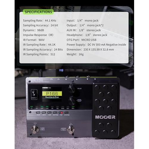  MOOER GE150 Electric Guitar Amp Modelling Multi Effects Pedal Portable Multi Effects Processor with Expression & IR Loading for Live show, Live Streaming, Home Studio, Guitar Practice