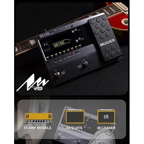  MOOER GE150 Electric Guitar Amp Modelling Multi Effects Pedal Portable Multi Effects Processor with Expression & IR Loading for Live show, Live Streaming, Home Studio, Guitar Practice